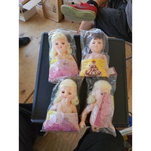 Vintage Fibre Craft 8" Pillow Doll #3119 Lot Of 4. Three New Old Stock, One Open